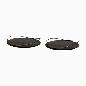 Touché Bois Trays in Black Ash Wood by Mason Editions, Set of 2