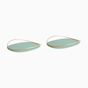 Sage Green Touché D Trays by Mason Editions, Set of 2