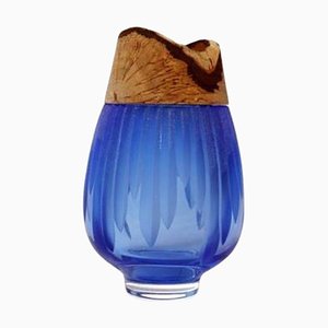Iris Blue Frida with Cuts Stacking Vase by Pia Wüstenberg