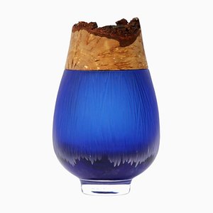 Iris Blue Frida with Fine Cuts Stacking Vase by Pia Wüstenberg