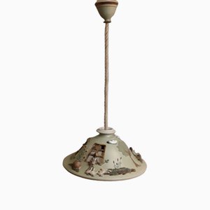 Lampada da soffitto vintage fatta a mano in ceramica colorata, 1990