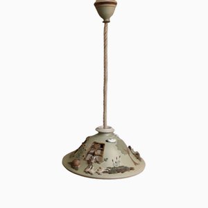 Vintage Handmade Ceiling Lamp in Colored Figurative Ceramic, 1990