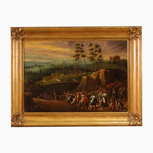 Paysage avec voyageurs, 1750, huile sur toile, encadrée