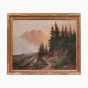 Henry Marko, Alpine View, 1890s, Huile sur Toile, Encadrée