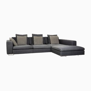 Turner Corner Sofa with Recamiere in Blue Gray Fabric from Molteni