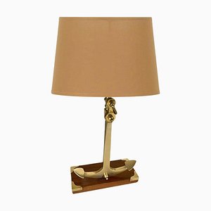 Marine Table Lamp with Anchor in Gold-Colored Brass, 1960