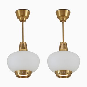 Swedish Pendants in Brass by Hans Bergström for Ateljé Lyktan, 1950s, Set of 2