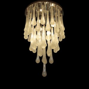 Lámpara de techo con gotas de cristal de Murano, años 60