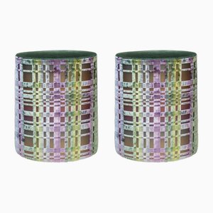 Italian Stools in Patterned Fabric, Set of 2