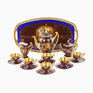 Empire Style Coffee Service with Scenes from the Life of Napoleon Decor from Friedrich Simon Carlsbad, Set of 15