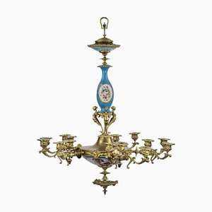 Lámpara de araña Sevres de estilo Luis XVI para 15 velas