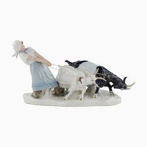Figurine of Shepherdess with Goats in Porcelain by Otto Pilz for Meissen