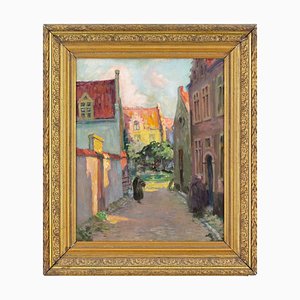 Belgian School Artist, Béguinage, Early 20th Century, Oil on Canvas