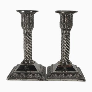Bougeoirs Antiques en Argent, 1890s, Set de 2