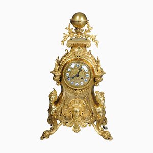 Napoleon III Royal Fire-Gilded Mantel Clock, Paris, France, 1870s