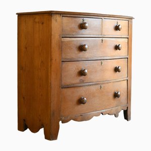 Antique Pine Bow Front Chest of Drawers