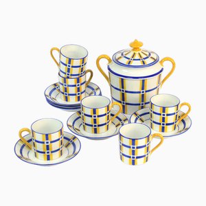 Art Deco Coffee Service in Limoges Porcelain, 1930s, Set of 7