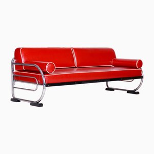 Slezak Factories zugeschriebenes Sofa aus verchromtem Stahl, 1930er