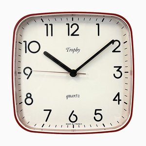Vintage French Red Bakelite Wall Clock from Trophy, 1990s