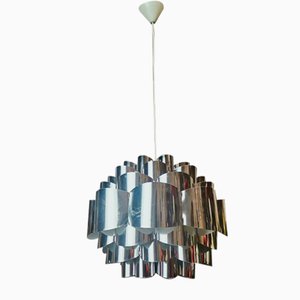 Danish Modern Chromed Silver Diamond Hanging Lamp attributed to Morten Goettler, 1970s