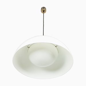 Nickel-Plated Brass & White Methacrylate 4005 Pendant Lamp by A. & P.G. Castiglioni for Kartell, 1960s