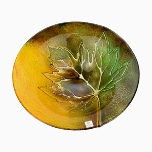 Etched Crystal Bowl with Maple Leaf by Mats Jonasson for Målerås Sweden