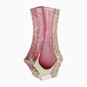 Murano Sommerso Ice Pink Faceted Vase by Mandruzzato