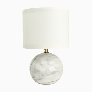 Lampada da tavolo vintage in marmo bianco