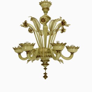 Vintage Murano Glass Chandelier with Gold, 1950s