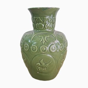 Vaso in ceramica smaltata verde, anni '20