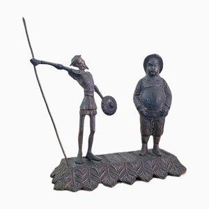 Sculpture de Bureau Don Quichotte et Sancho en Bronze, 1900
