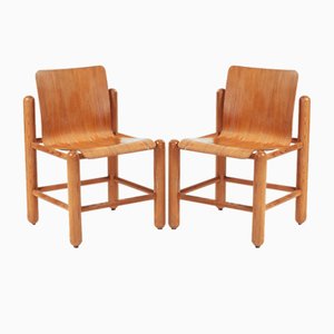 Set of Vintage Brutalist Chairs in Pine and Plywood by Knud Friis & Elmar Moltke Nielsen for Getama, 1970s