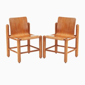 Vintage Brutalist Chairs in Pine and Plywood by Knud Friis & Elmar Moltke Nielsen for Getama, 1970s, Set of 2