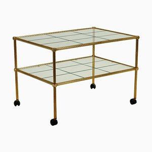 Vintage Italian Service Cart in Brass and Glass, 1980s