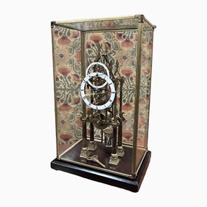 Chain Fusee Cathedral Skeleton Clock with Case and Key