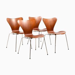 Model 3107 Chairs in Teak by Arne Jacobsen for Fritz Hansen, 1960s, Set of 4