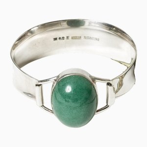 Modernist Silver and Chrysoprase Bracelet from Gussi, 1965