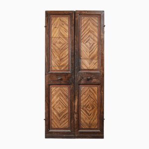 Faux Wooden Door with Closure and Lacquer Decorations