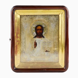 Icono de Cristo Pantocrátor en Marco Dorado