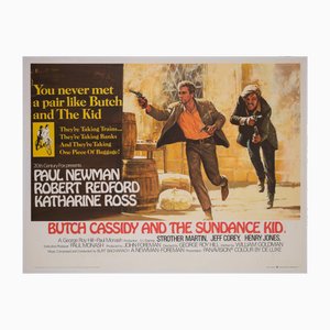 Affiche de Film Butch Cassidy and the Sundance Kid par Tom Beauvais, Angleterre, 1969