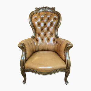 Vintage Leather Button Back Chair
