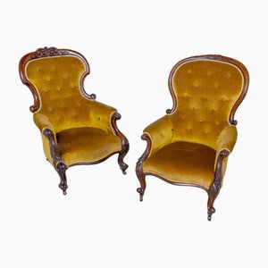 Antique Victorian Parlour Chairs, 1880s, Set of 2