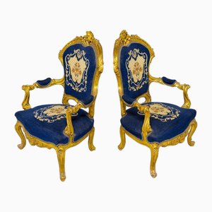 Set of Vintage French Gilt Armchairs, 1920s