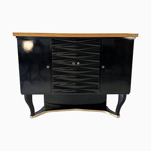 Italian Art Deco Black Lacquered Bar Cabinet attributed to Osvaldo Borsani for Atelier Borsani Varedo, 1940s