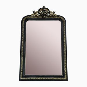 Large Antique Ebonised and Gilt Overmantle Wall Mirror, 19th Century