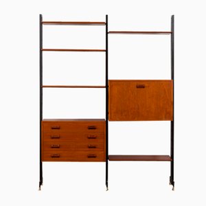 Mueble de pared italiano Mid-Century con secreter, años 60