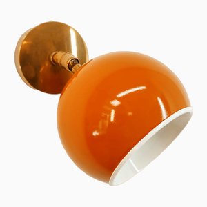 Adjustable Sconce with Orange Metal Dome