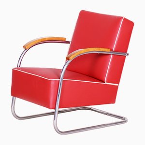 Red Tubular Armchair by Mücke Melder, 1930s