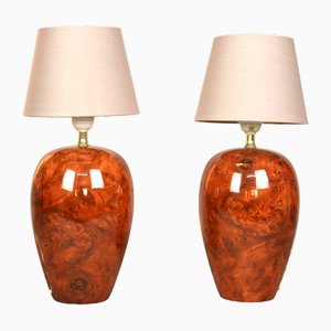 Porcelain Table Lamps from Benab, Sweden, Set of 2