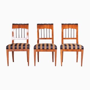 Chaises Biedermeier Antiques en Noyer, 1820s, Set de 3